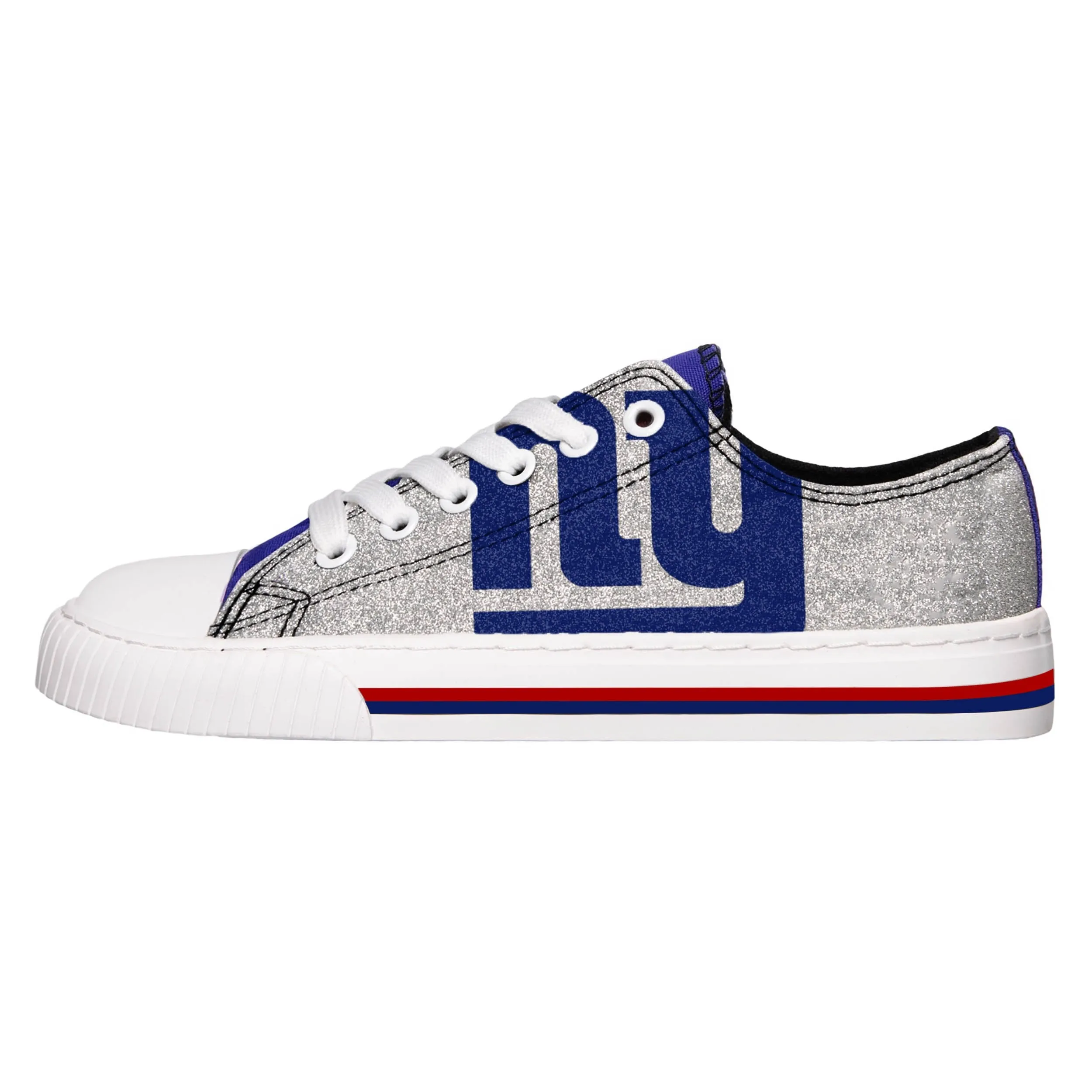 New York Giants NFL Womens Glitter Low Top Canvas Shoes