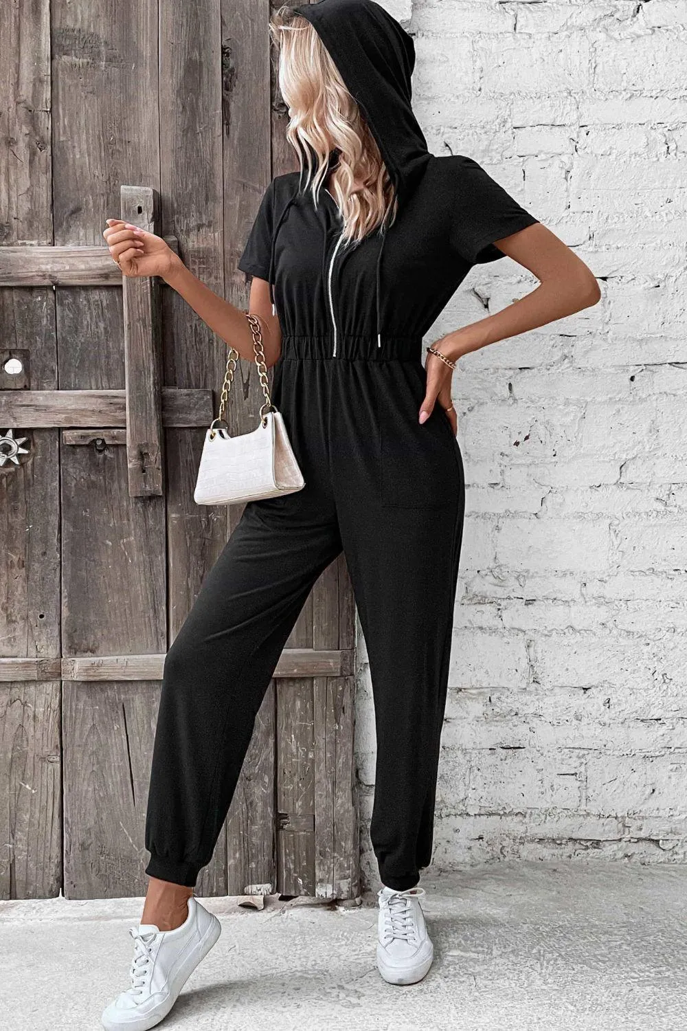 Outdoor Ready Tapered Leg Zip-Up Hooded Jumpsuit