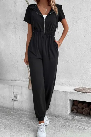 Outdoor Ready Tapered Leg Zip-Up Hooded Jumpsuit