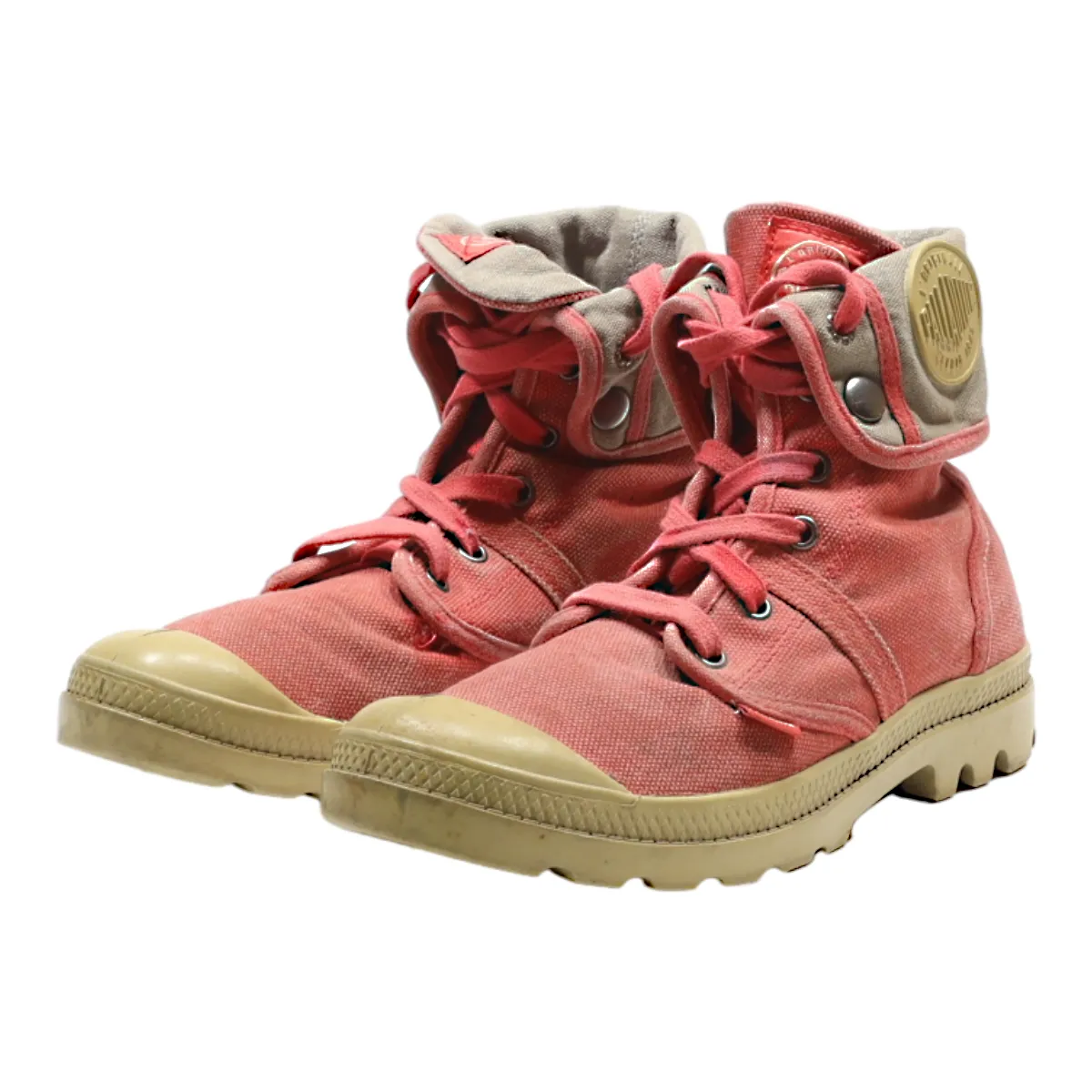 PALLADIUM Lace-Up Boots Red Canvas Womens UK 7
