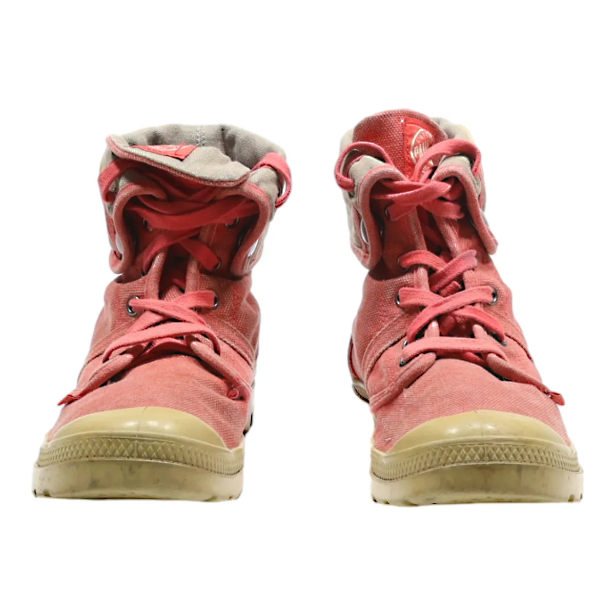 PALLADIUM Lace-Up Boots Red Canvas Womens UK 7