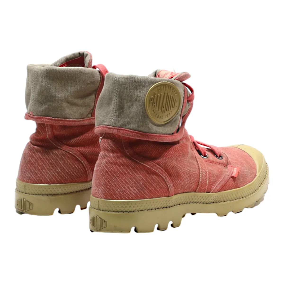PALLADIUM Lace-Up Boots Red Canvas Womens UK 7