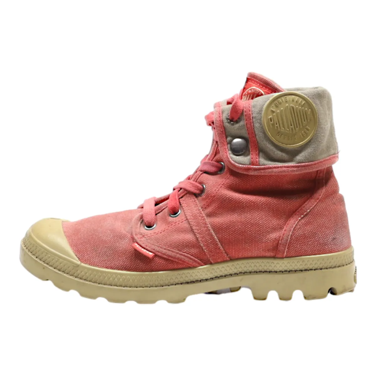 PALLADIUM Lace-Up Boots Red Canvas Womens UK 7