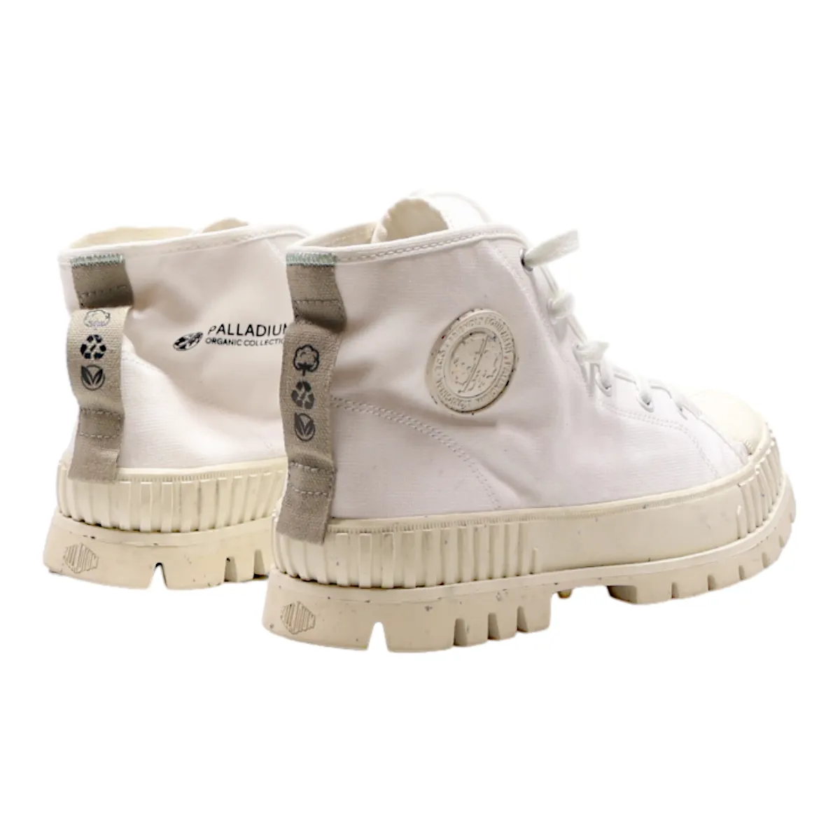 PALLADIUM Platform High Top Trainers White Canvas Mens UK 6