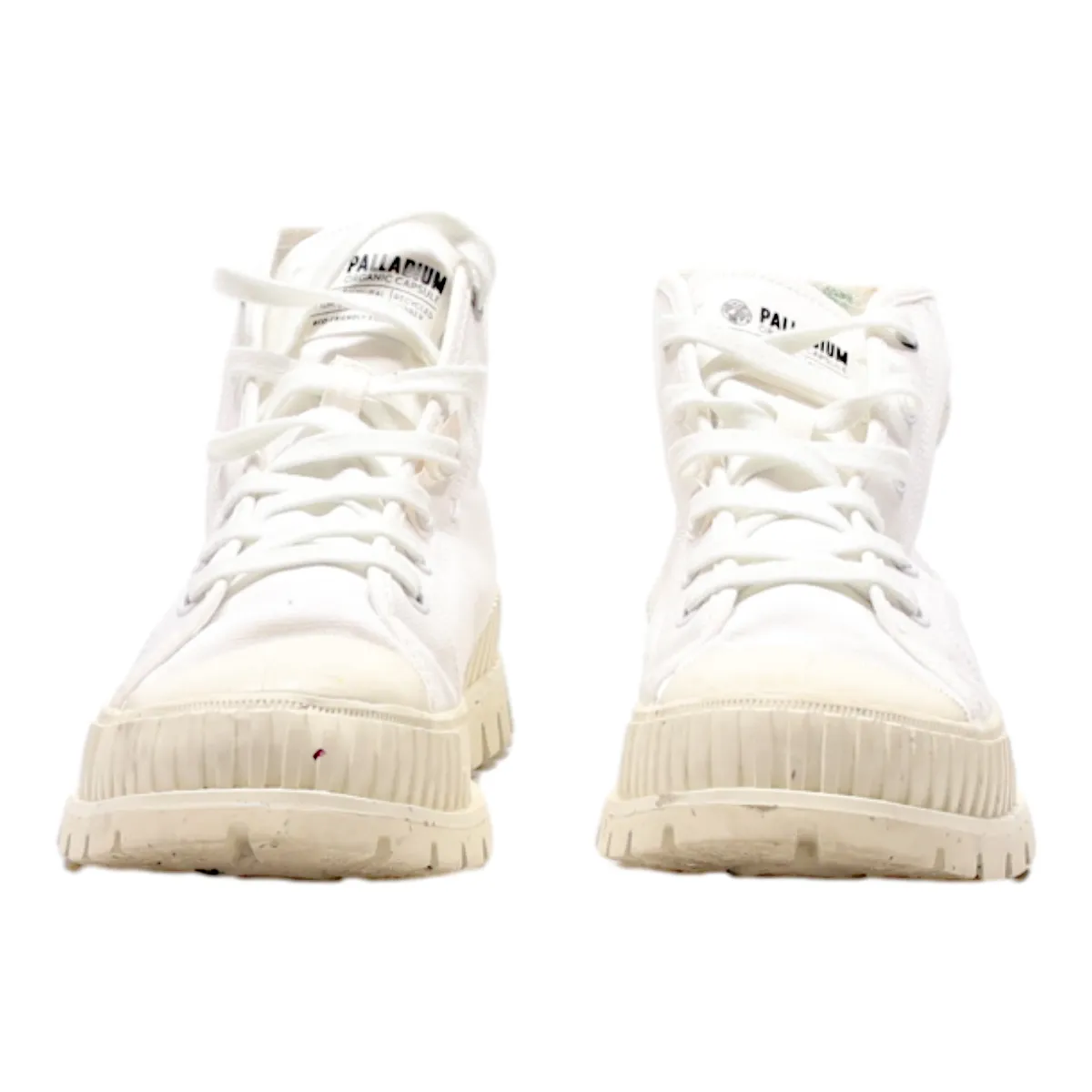 PALLADIUM Platform High Top Trainers White Canvas Mens UK 6