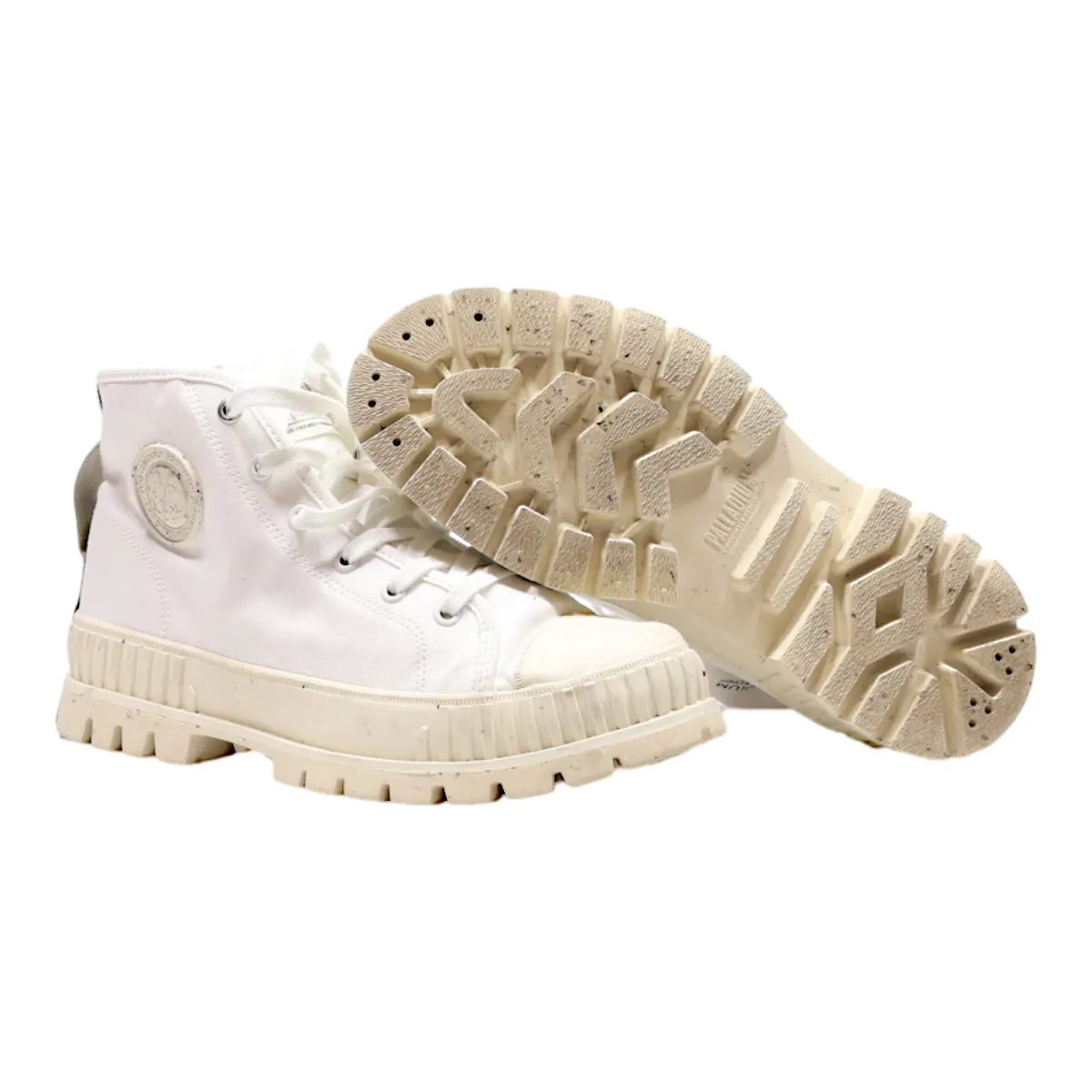 PALLADIUM Platform High Top Trainers White Canvas Mens UK 6