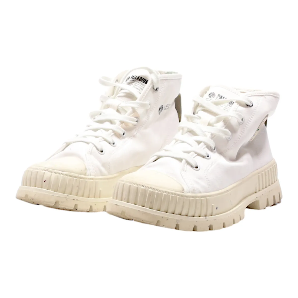 PALLADIUM Platform High Top Trainers White Canvas Mens UK 6