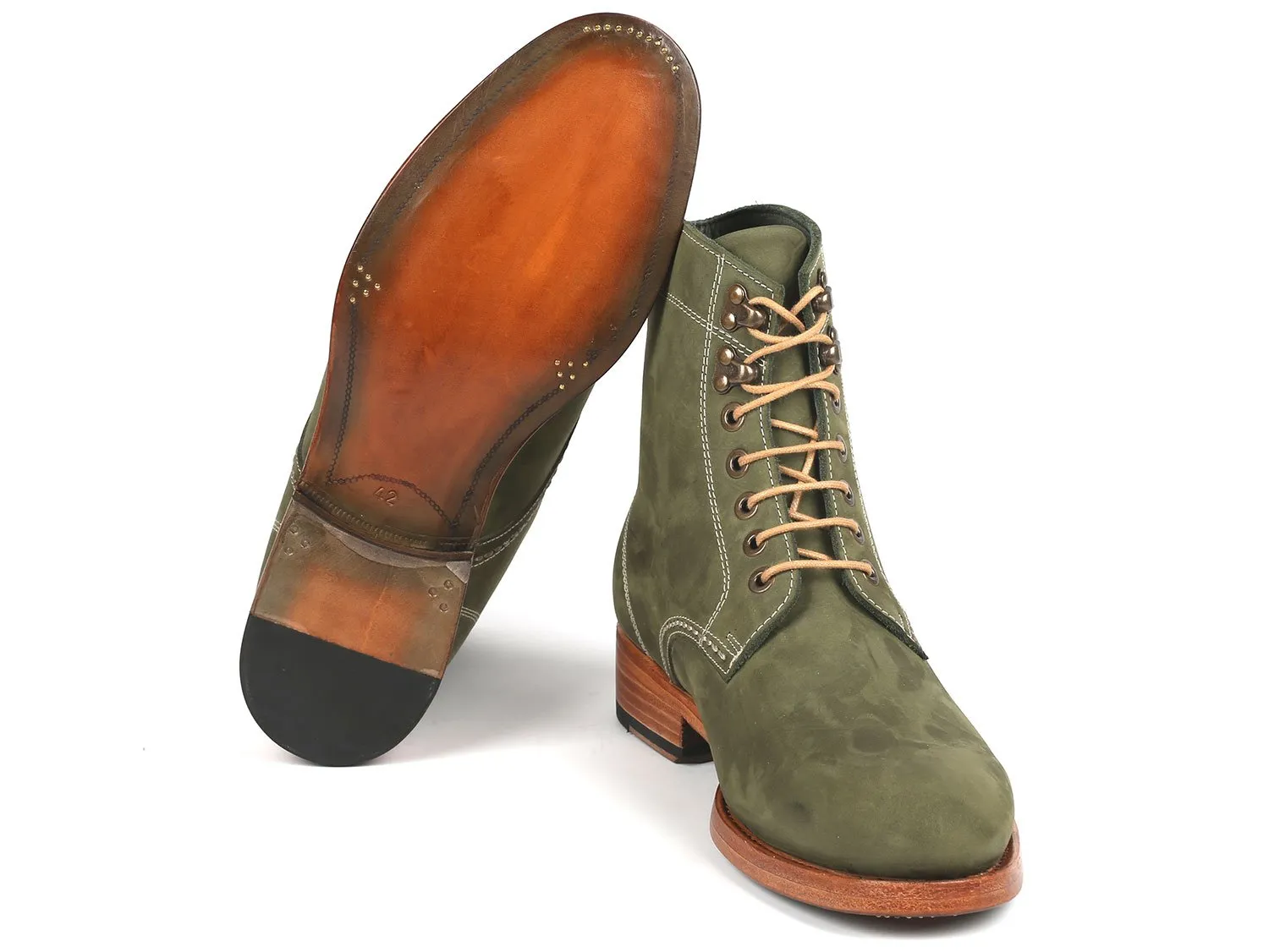 Paul Parkman Men's Boots Nubuck Boots, Green