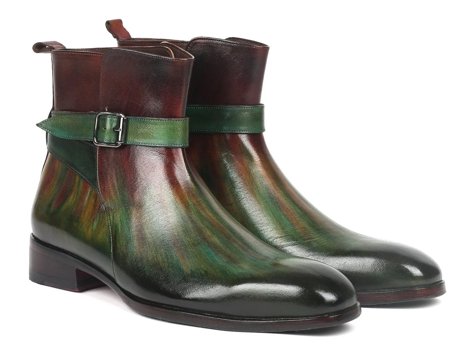 Paul Parkman Men's Patina Jodhpur Boots, Green and Bordeaux