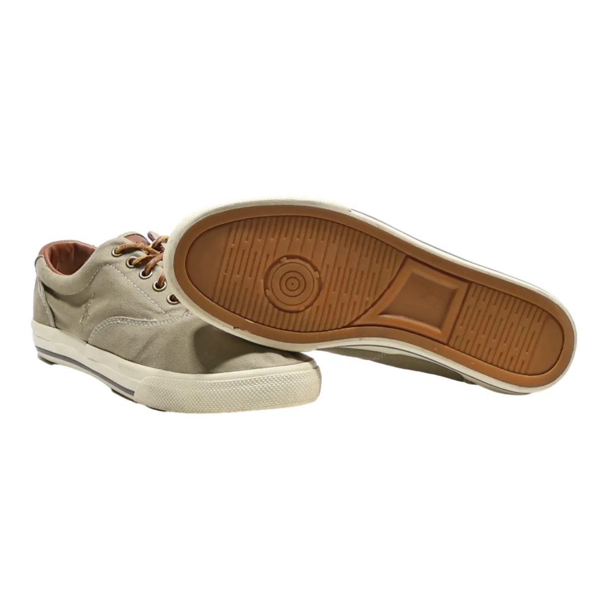 POLO RALPH LAUREN Low Top Trainers Beige Canvas Mens UK 8