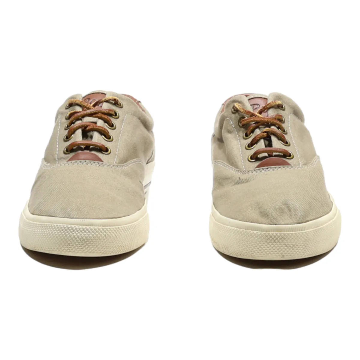 POLO RALPH LAUREN Low Top Trainers Beige Canvas Mens UK 8