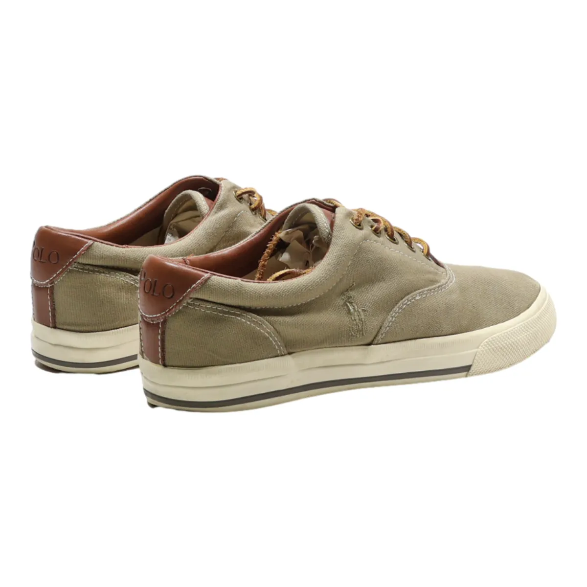 POLO RALPH LAUREN Low Top Trainers Beige Canvas Mens UK 8