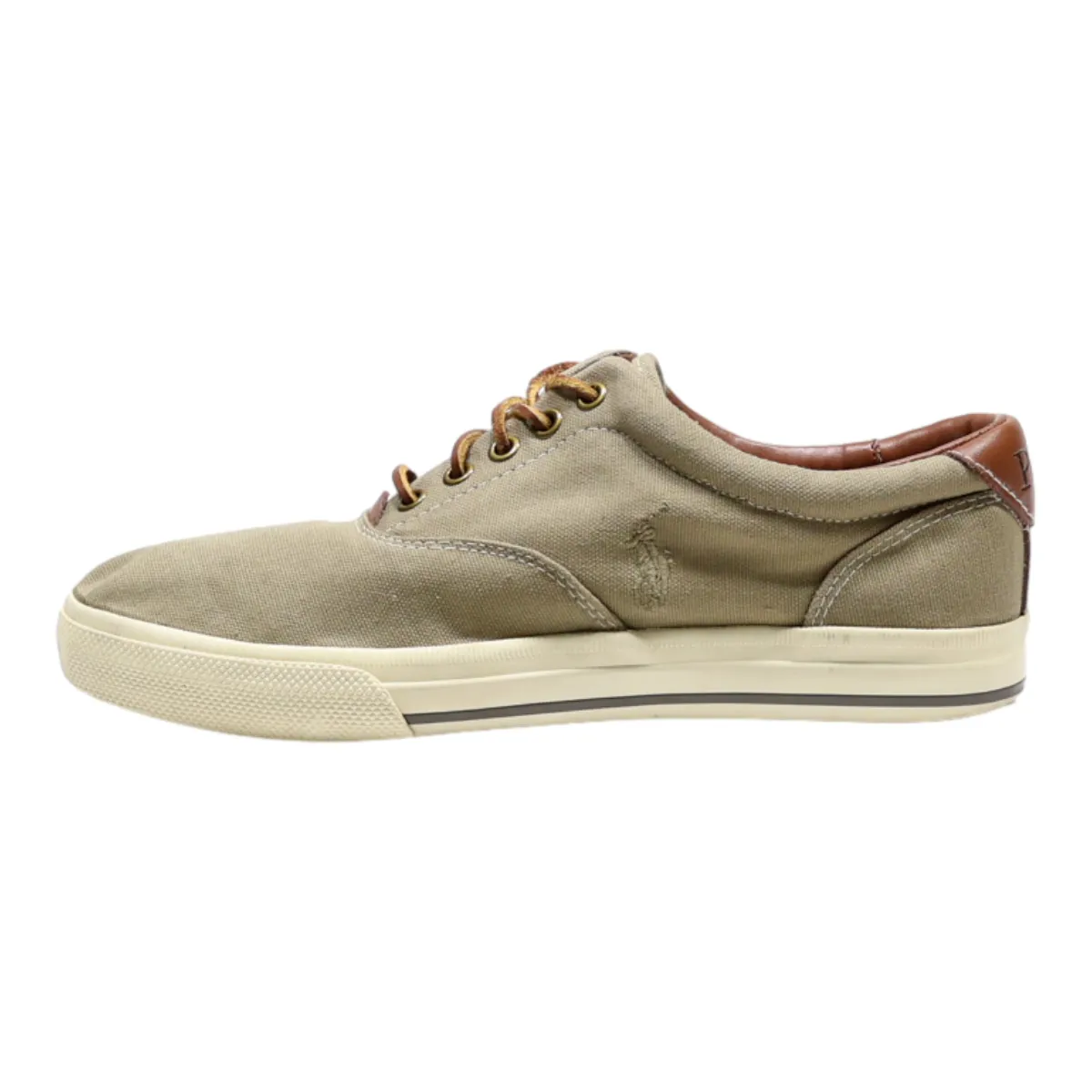 POLO RALPH LAUREN Low Top Trainers Beige Canvas Mens UK 8