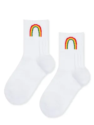 Rainbow Sporty Crew - White