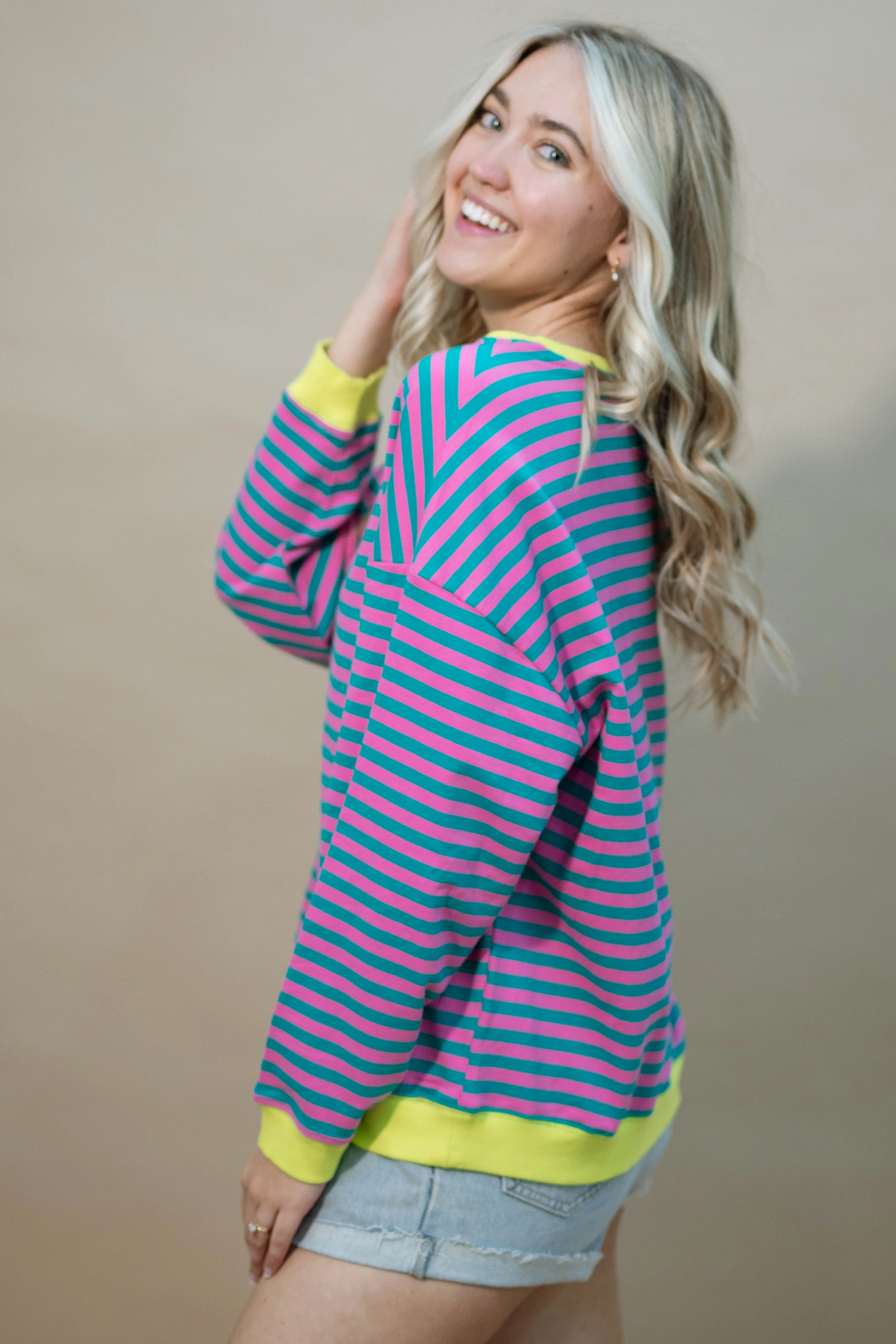 Sammy Striped Oversized Crewneck