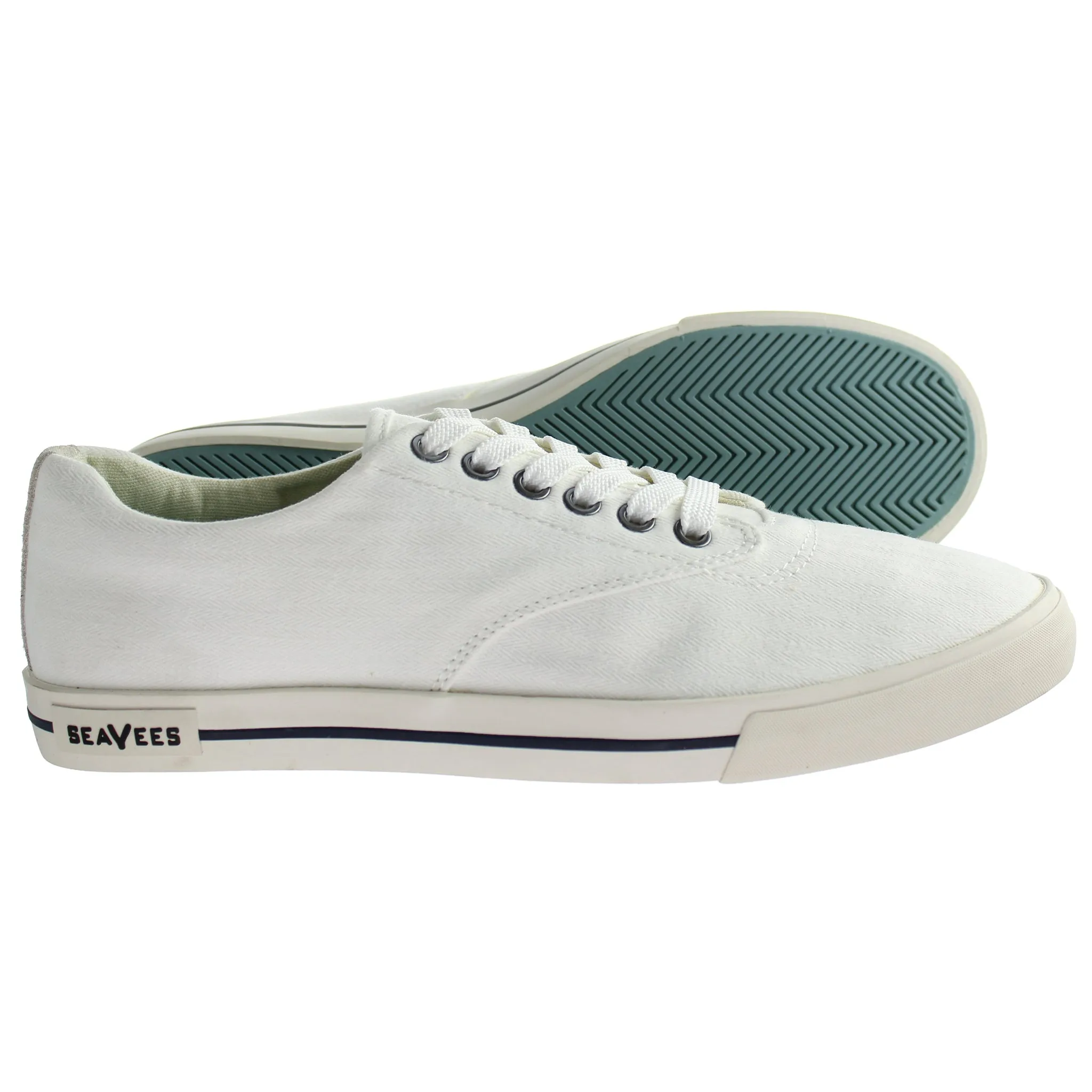 SeaVees Hermosa Surfwash Mens White Plimsolls