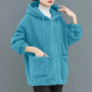 Size 4XL Winter Thickened Lamb Hooded Coat For Winter 2023 New Korean Loose Mid-Long Hooded Coat Women's Warm Basic Jackets Warm