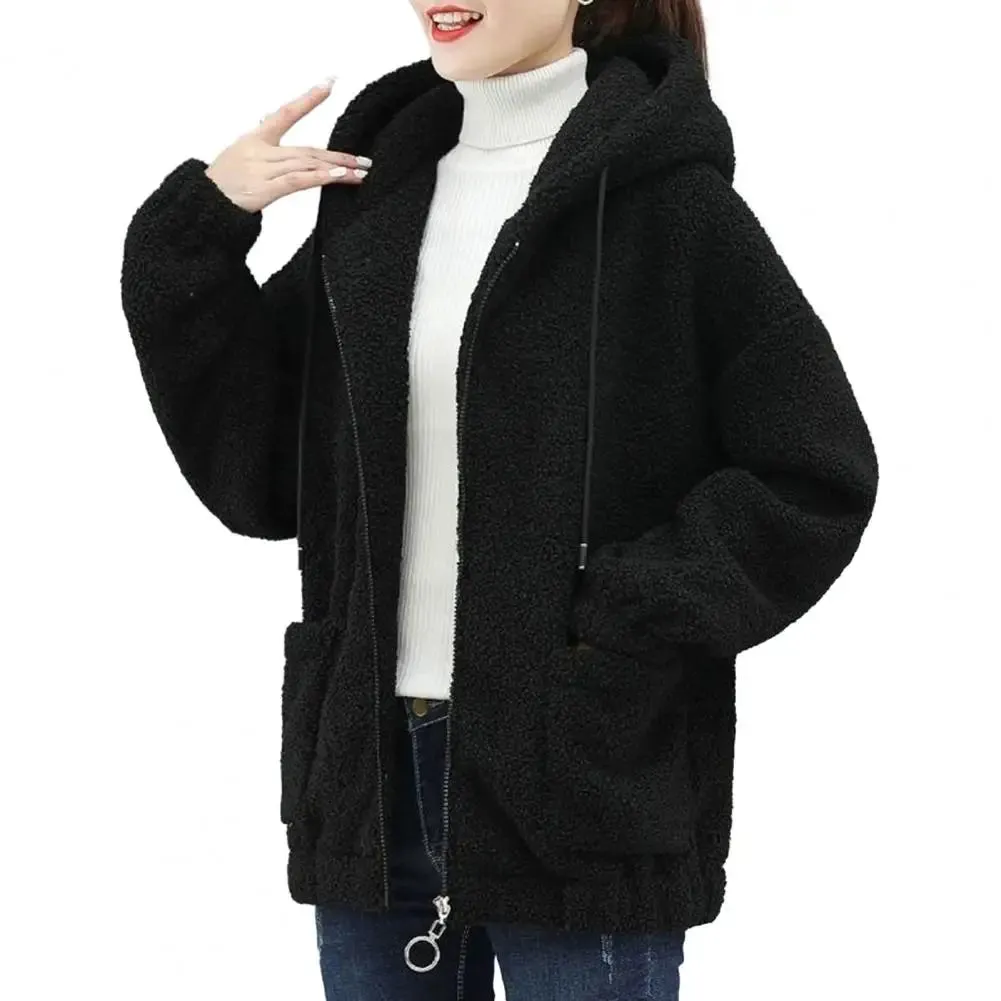 Size 4XL Winter Thickened Lamb Hooded Coat For Winter 2023 New Korean Loose Mid-Long Hooded Coat Women's Warm Basic Jackets Warm