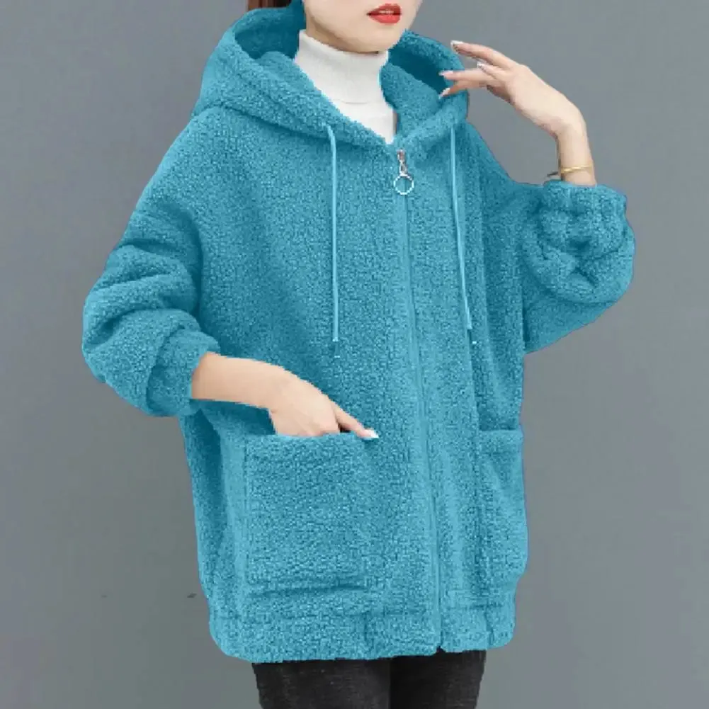 Size 4XL Winter Thickened Lamb Hooded Coat For Winter 2023 New Korean Loose Mid-Long Hooded Coat Women's Warm Basic Jackets Warm