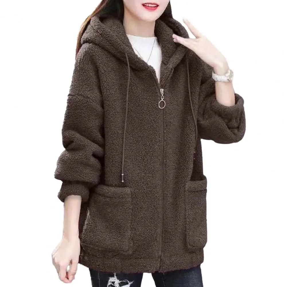 Size 4XL Winter Thickened Lamb Hooded Coat For Winter 2023 New Korean Loose Mid-Long Hooded Coat Women's Warm Basic Jackets Warm