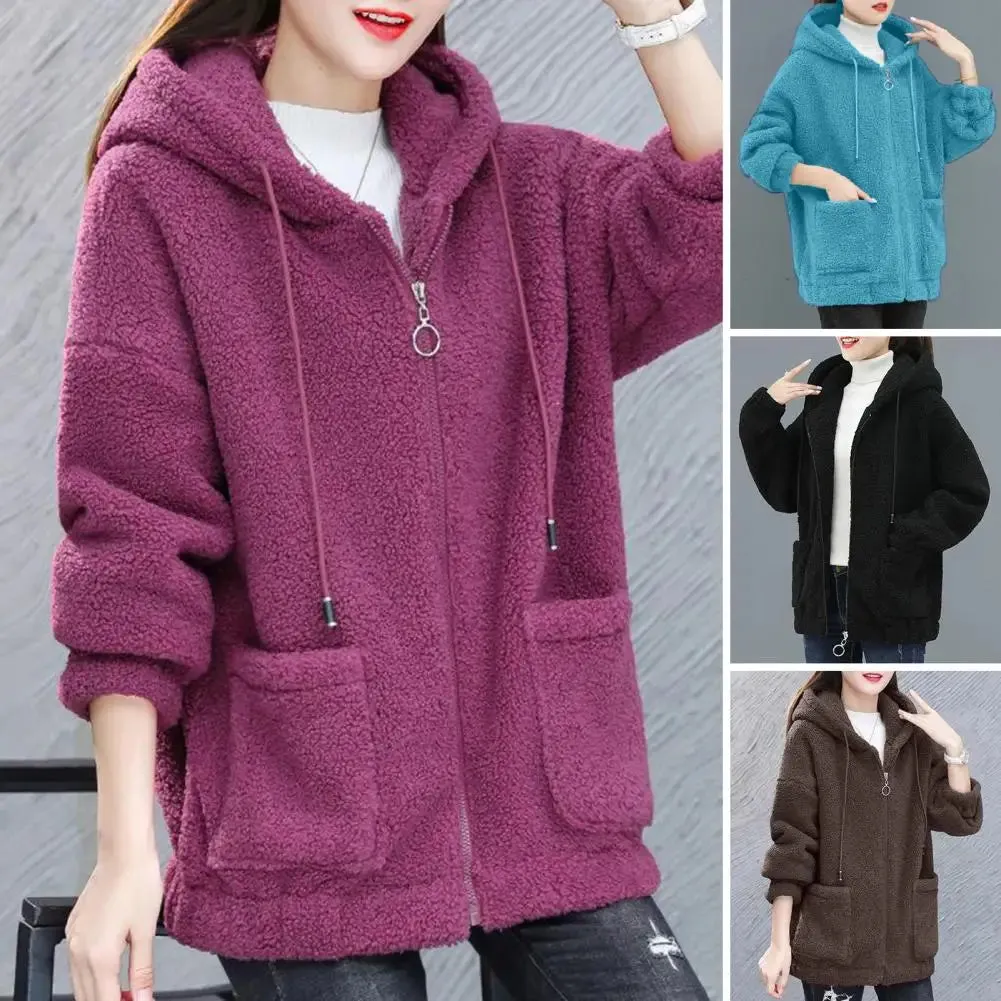 Size 4XL Winter Thickened Lamb Hooded Coat For Winter 2023 New Korean Loose Mid-Long Hooded Coat Women's Warm Basic Jackets Warm