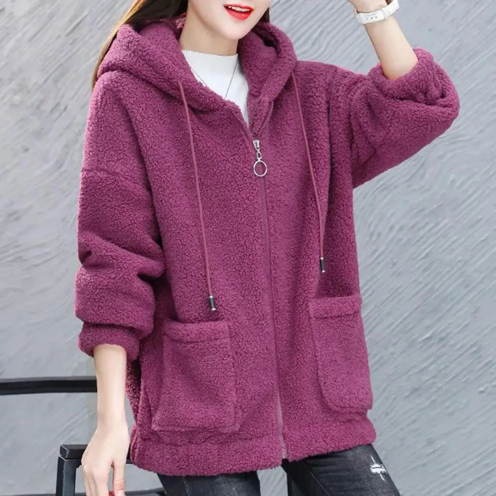 Size 4XL Winter Thickened Lamb Hooded Coat For Winter 2023 New Korean Loose Mid-Long Hooded Coat Women's Warm Basic Jackets Warm
