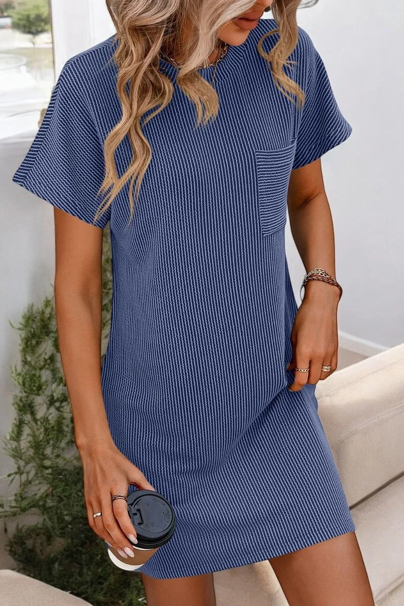 Sophie - Playful ribbed mini tee dress with sunny stripes