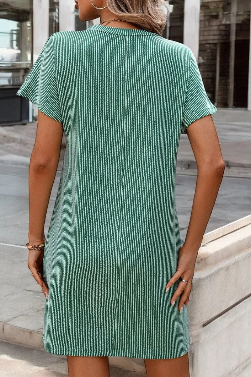 Sophie - Playful ribbed mini tee dress with sunny stripes
