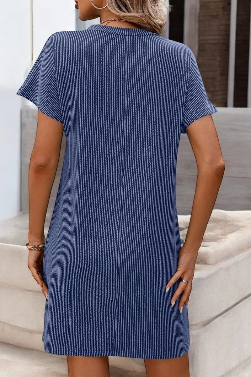 Sophie - Playful ribbed mini tee dress with sunny stripes