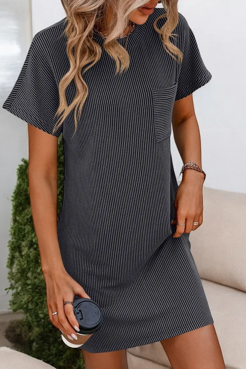 Sophie - Playful ribbed mini tee dress with sunny stripes