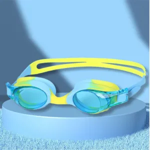 Tie Dye Yellow Blend with Blue Anti Fog UV Protection Leakproof Design Swim Goggles for Kids, 1yr - 4yrs
