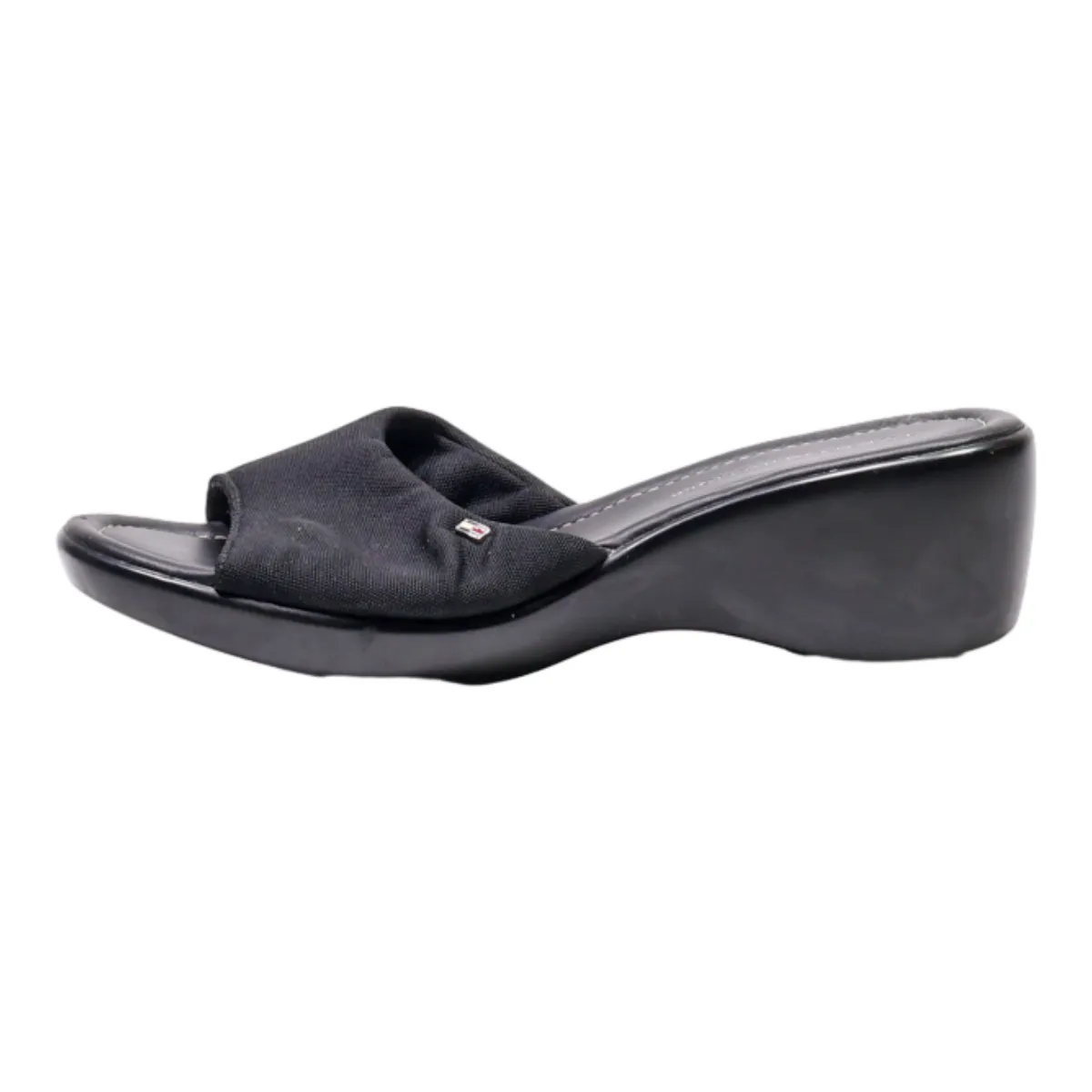 TOMMY HILFIGER Mule Heels Black Canvas Womens UK 7.5