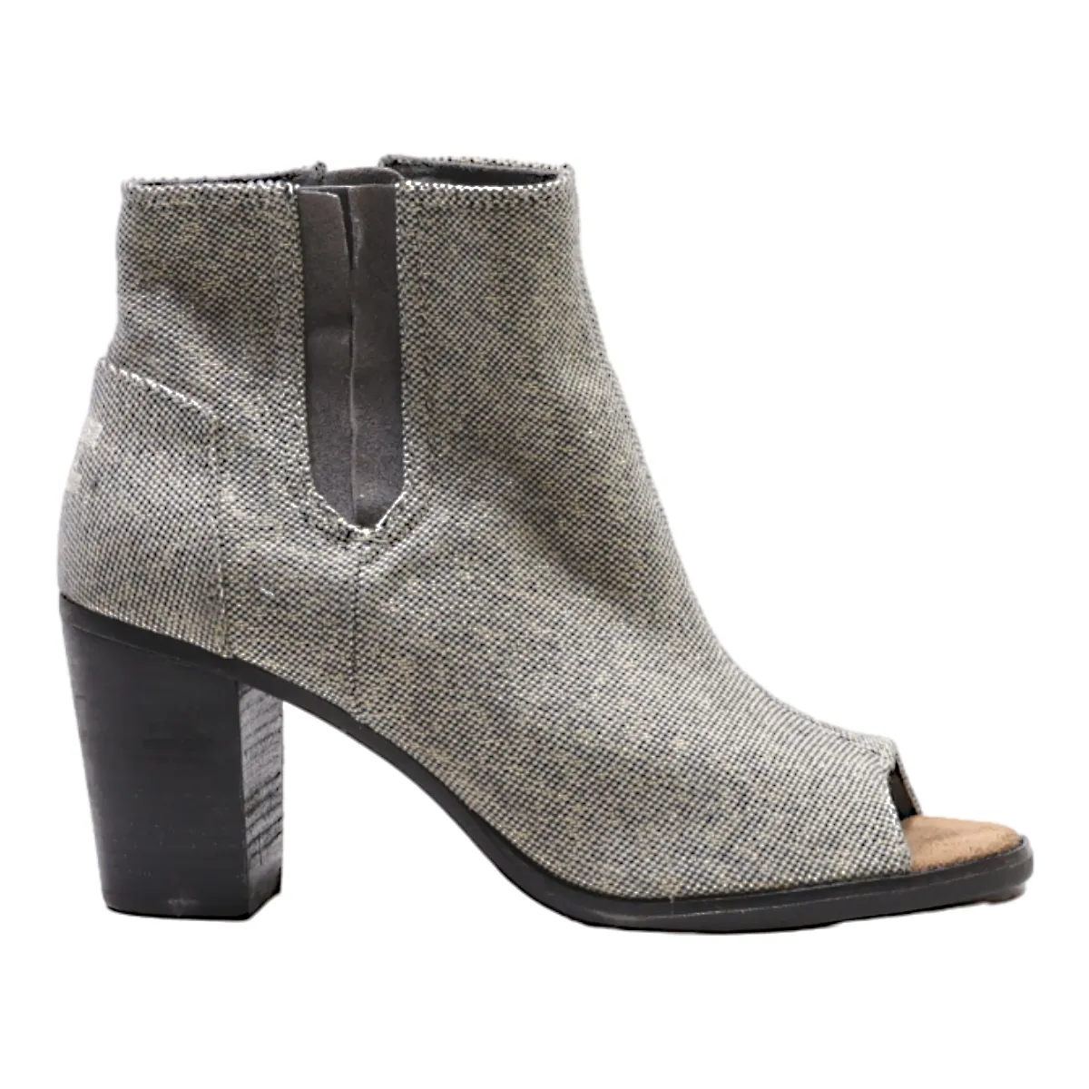 TOMS Open Toe Ankle Boots Grey Canvas Womens UK 6.5