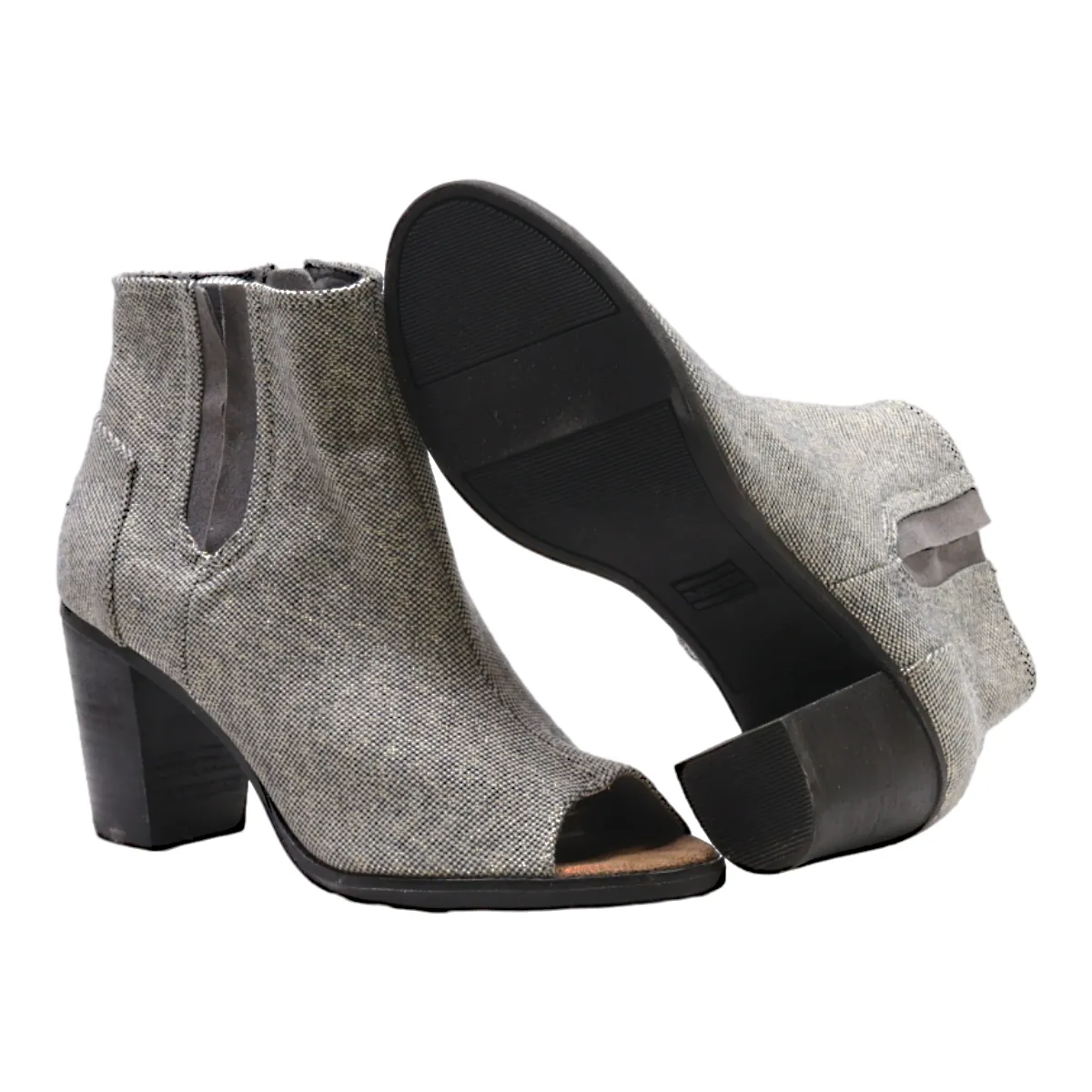 TOMS Open Toe Ankle Boots Grey Canvas Womens UK 6.5