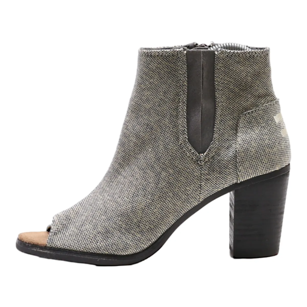 TOMS Open Toe Ankle Boots Grey Canvas Womens UK 6.5