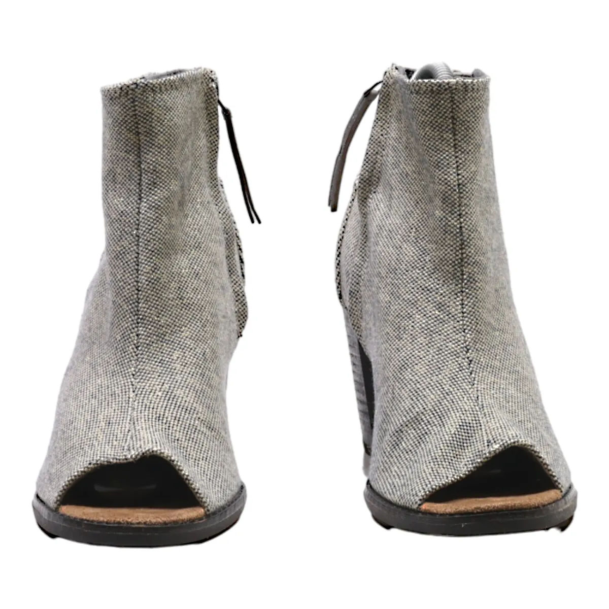 TOMS Open Toe Ankle Boots Grey Canvas Womens UK 6.5