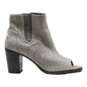 TOMS Open Toe Ankle Boots Grey Canvas Womens UK 6.5