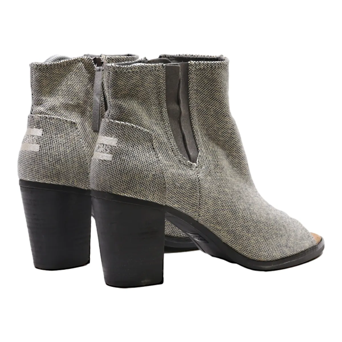 TOMS Open Toe Ankle Boots Grey Canvas Womens UK 6.5