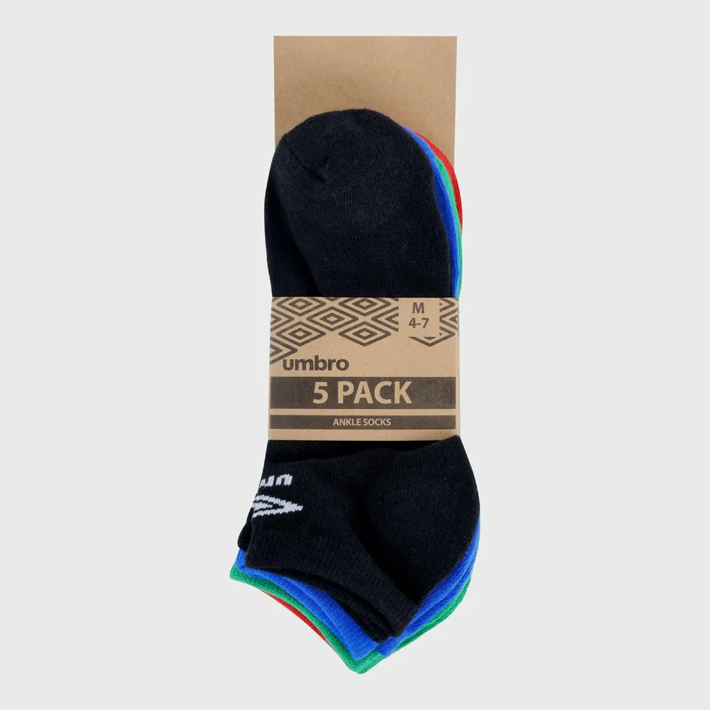 Umbro Unisex 5 Pack Fashion Multi Hidden Sock Multi _ 181584 _ Multi
