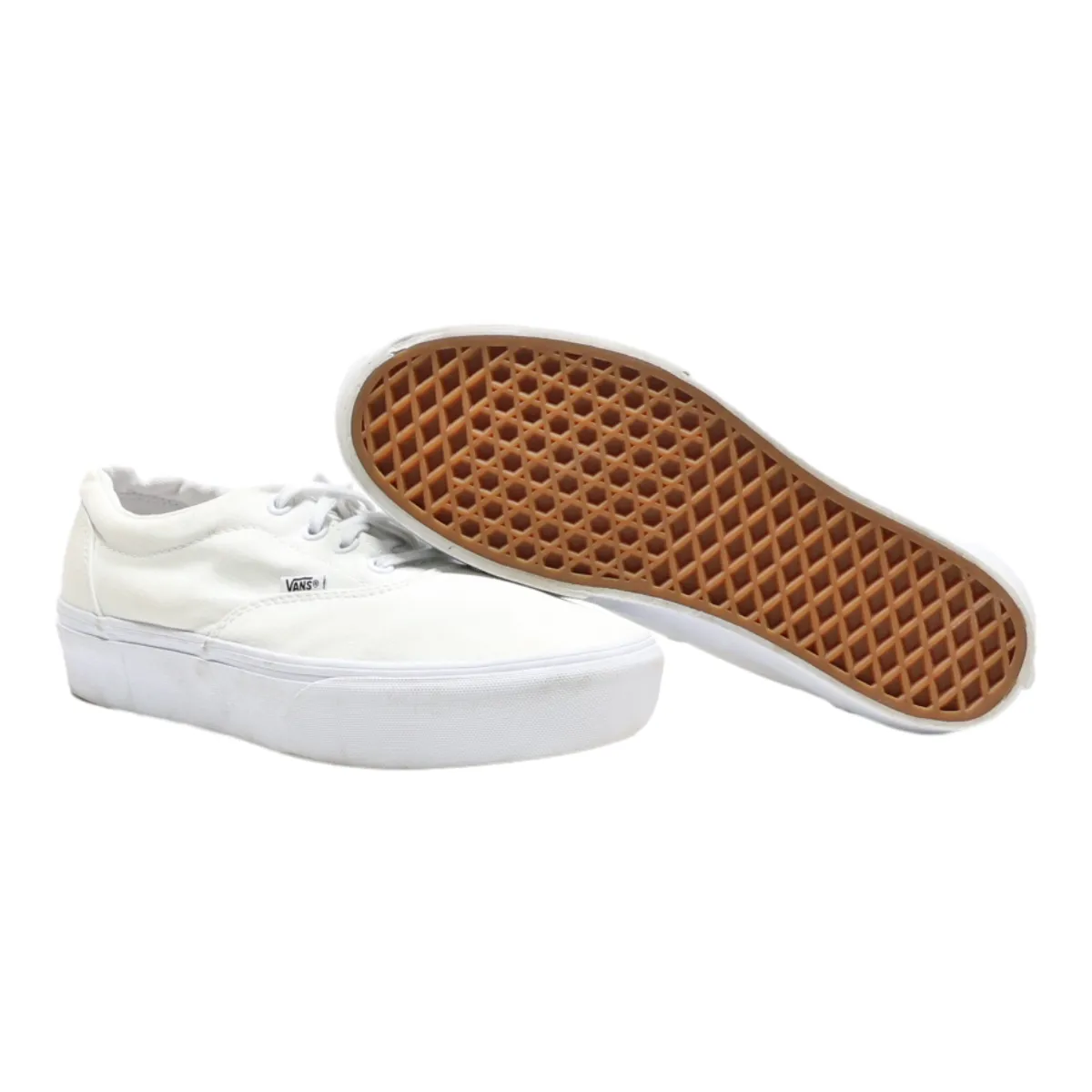 VANS Old Skool Platform Trainers White Canvas Womens UK 6.5