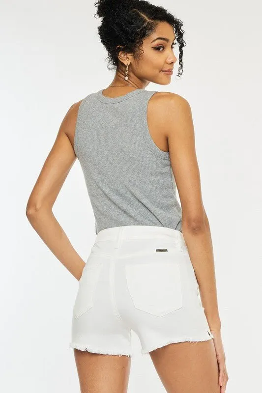 White High Rise Shorts