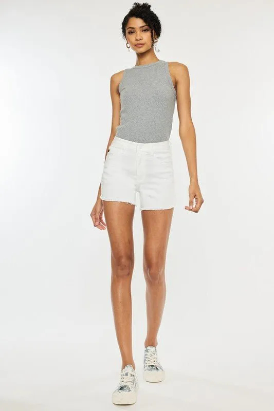 White High Rise Shorts