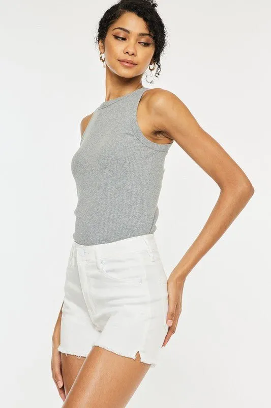 White High Rise Shorts