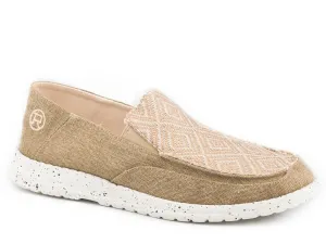 WOMENS TAN CANVAS WITH DIAMOND VAMP